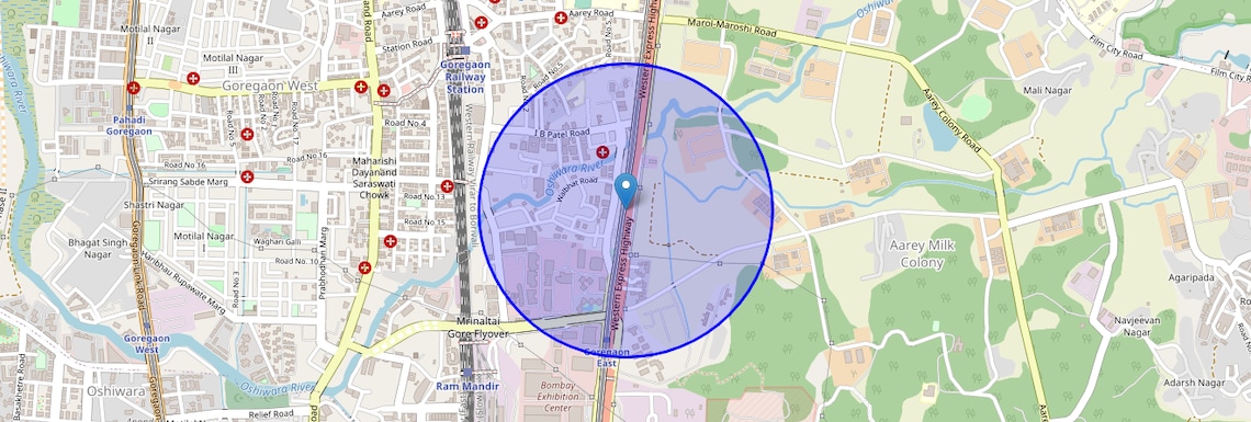 Location Map of Western Express Highway, Mumbai