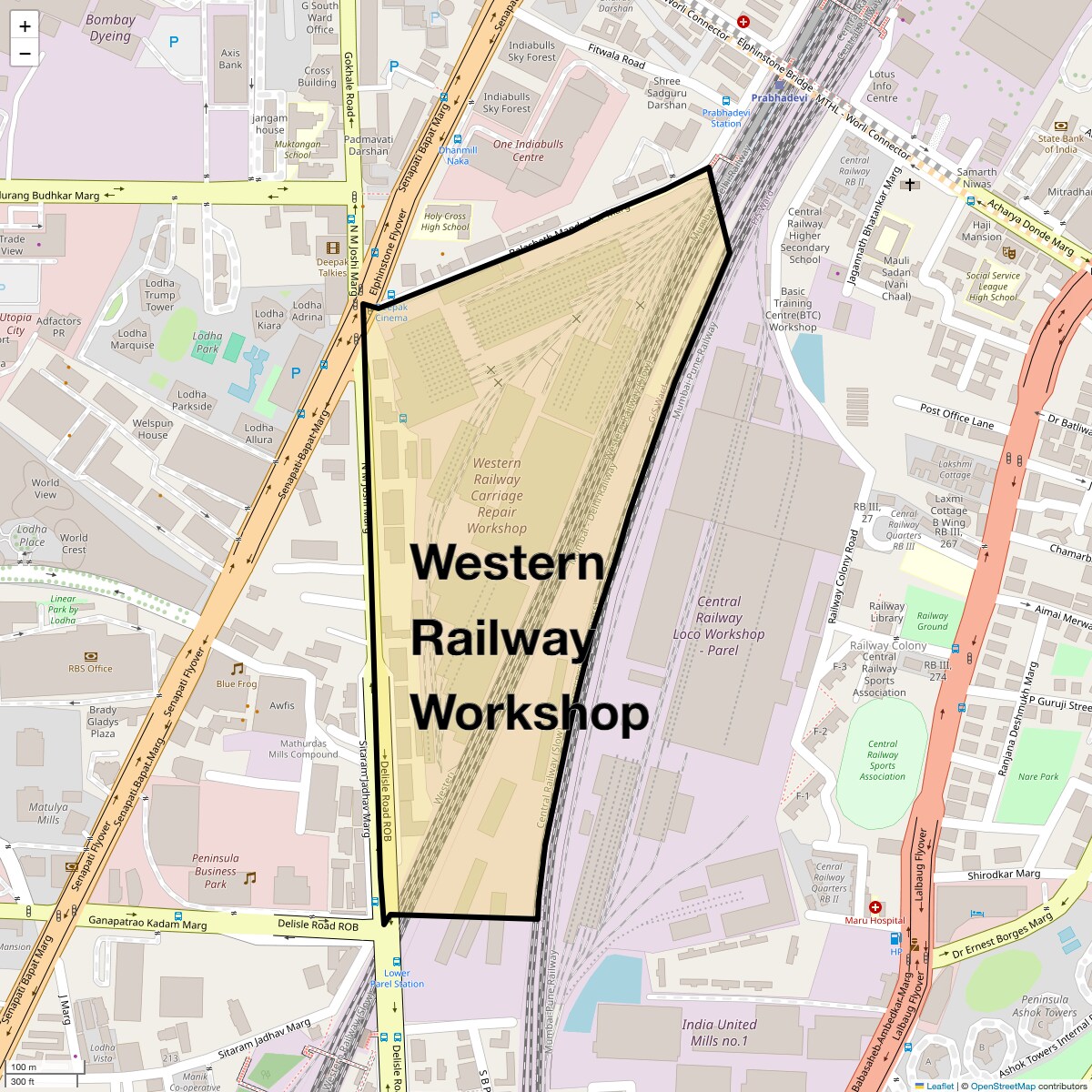 Location Map of Western Railway Workshop, Mumbai