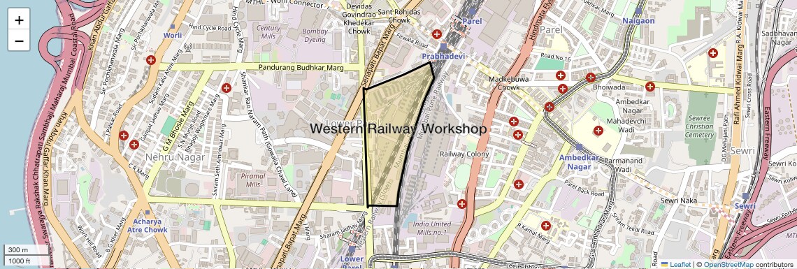 Location Map of Western Railway Workshop, Mumbai