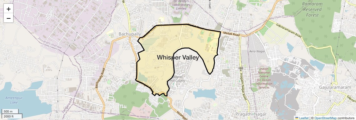 Location Map of Whisper Valley, Hyderabad