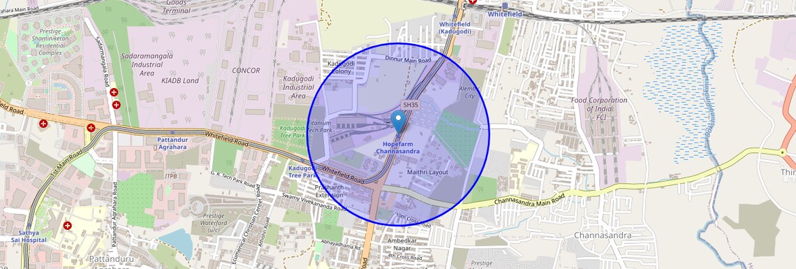 Location Map of Whitefield Road, Bangalore