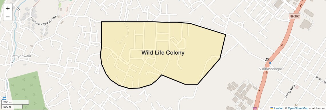 Location Map of Wild Life Colony, Dehradun