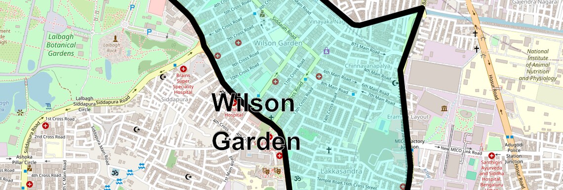 Location Map of Wilson Garden, Bangalore