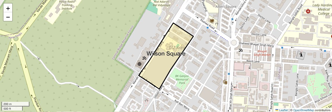 Location Map of Wilson Square, Delhi