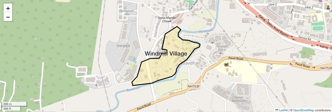 Location Map of Windmill Village, Pune