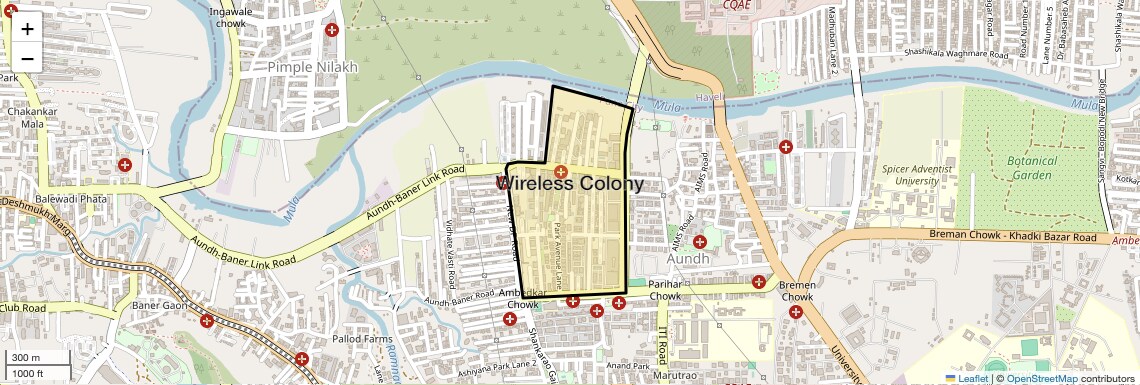 Location Map of Wireless Colony, Pune