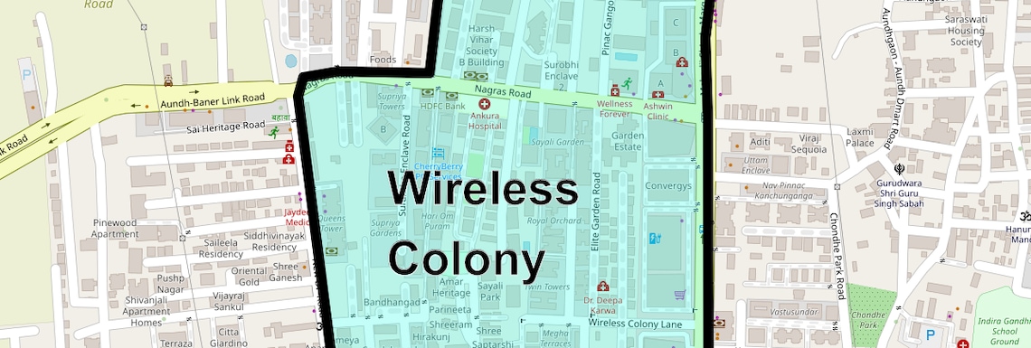 Location Map of Wireless Colony, Pune