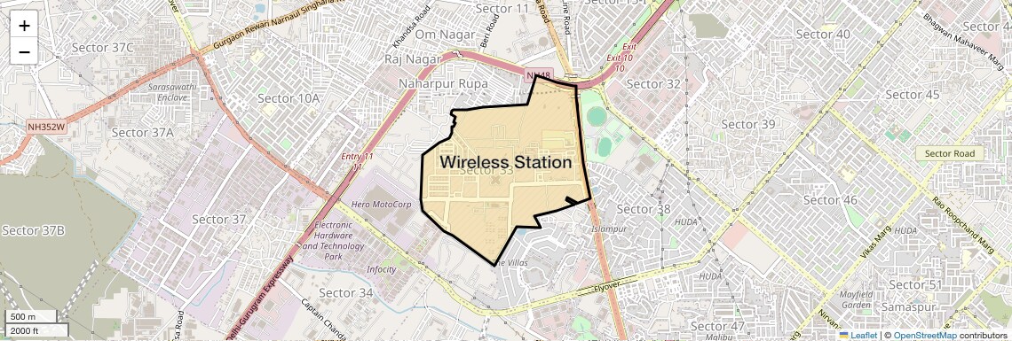 Location Map of Wireless Station, Gurgaon