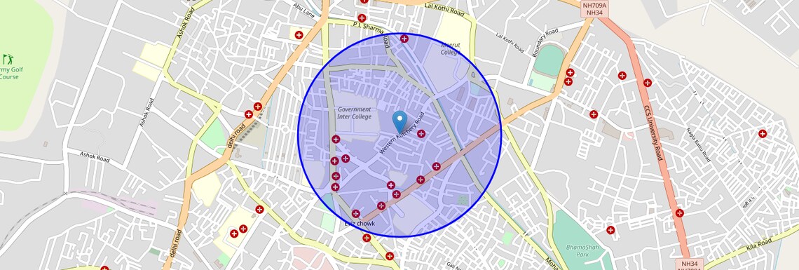 Location Map of Wk Road, Meerut