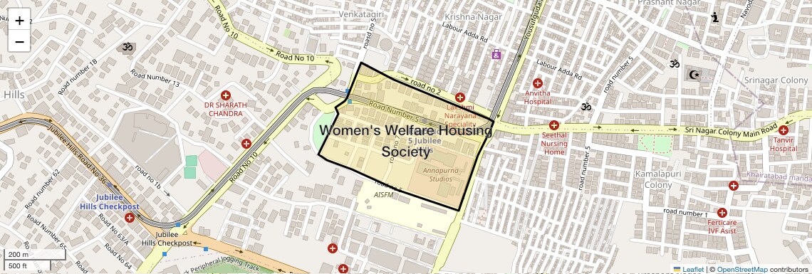 Location Map of Women's Welfare Housing Society, Hyderabad