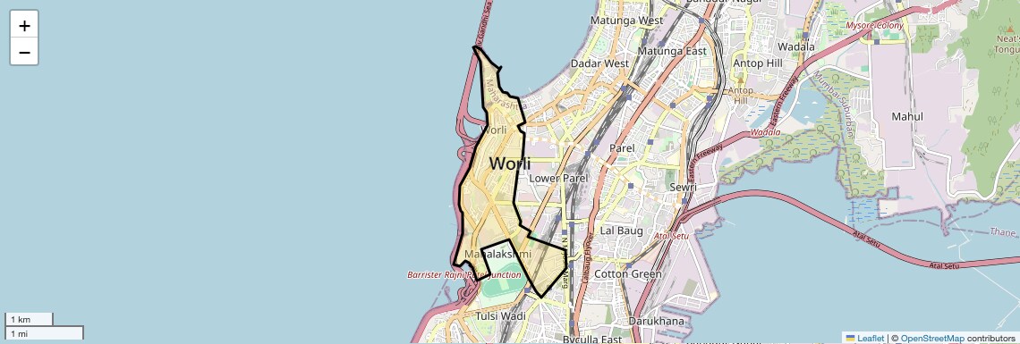 Location Map of Worli, Mumbai