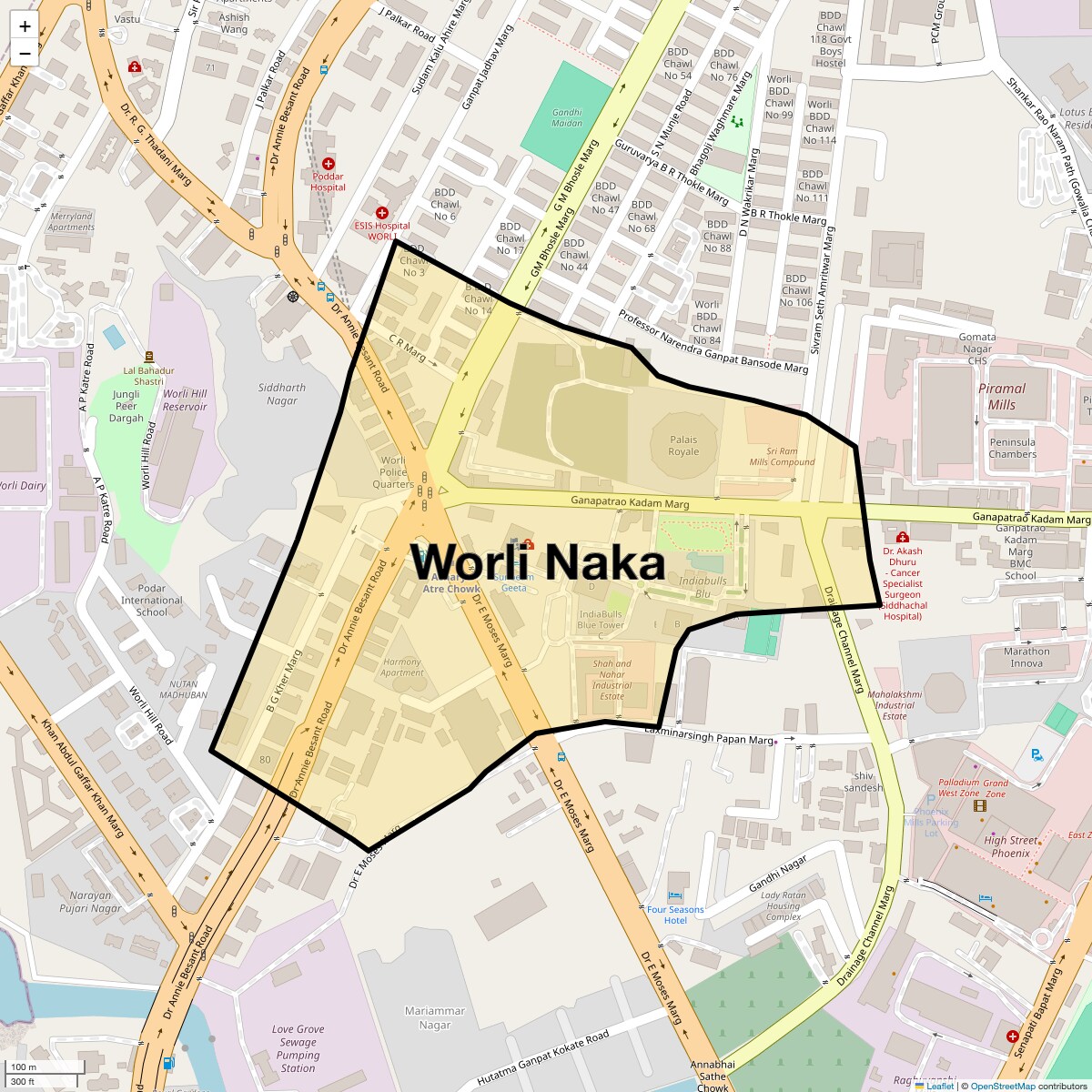Location Map of Worli Naka, Mumbai