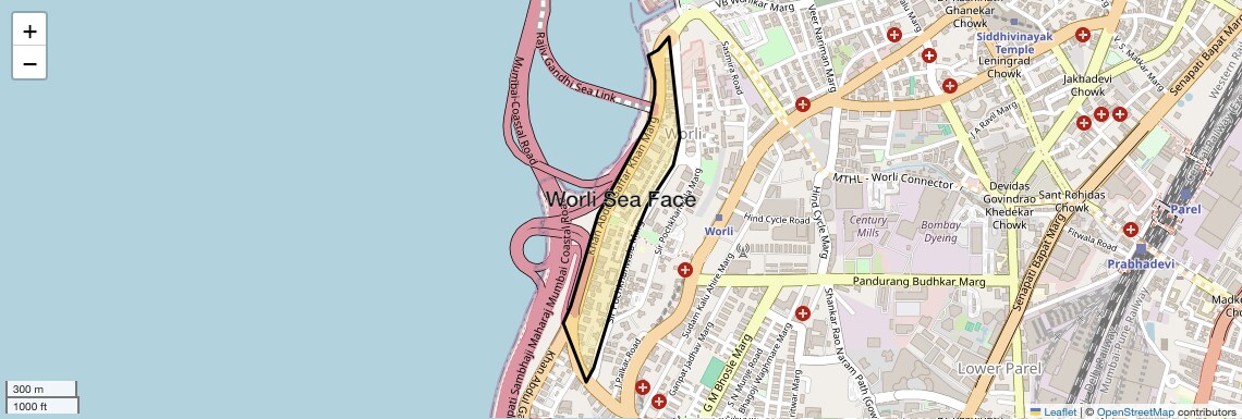 Location Map of Worli Sea Face, Mumbai