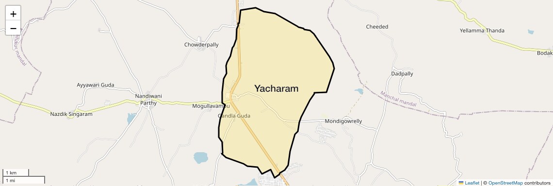 Location Map of Yacharam, Hyderabad