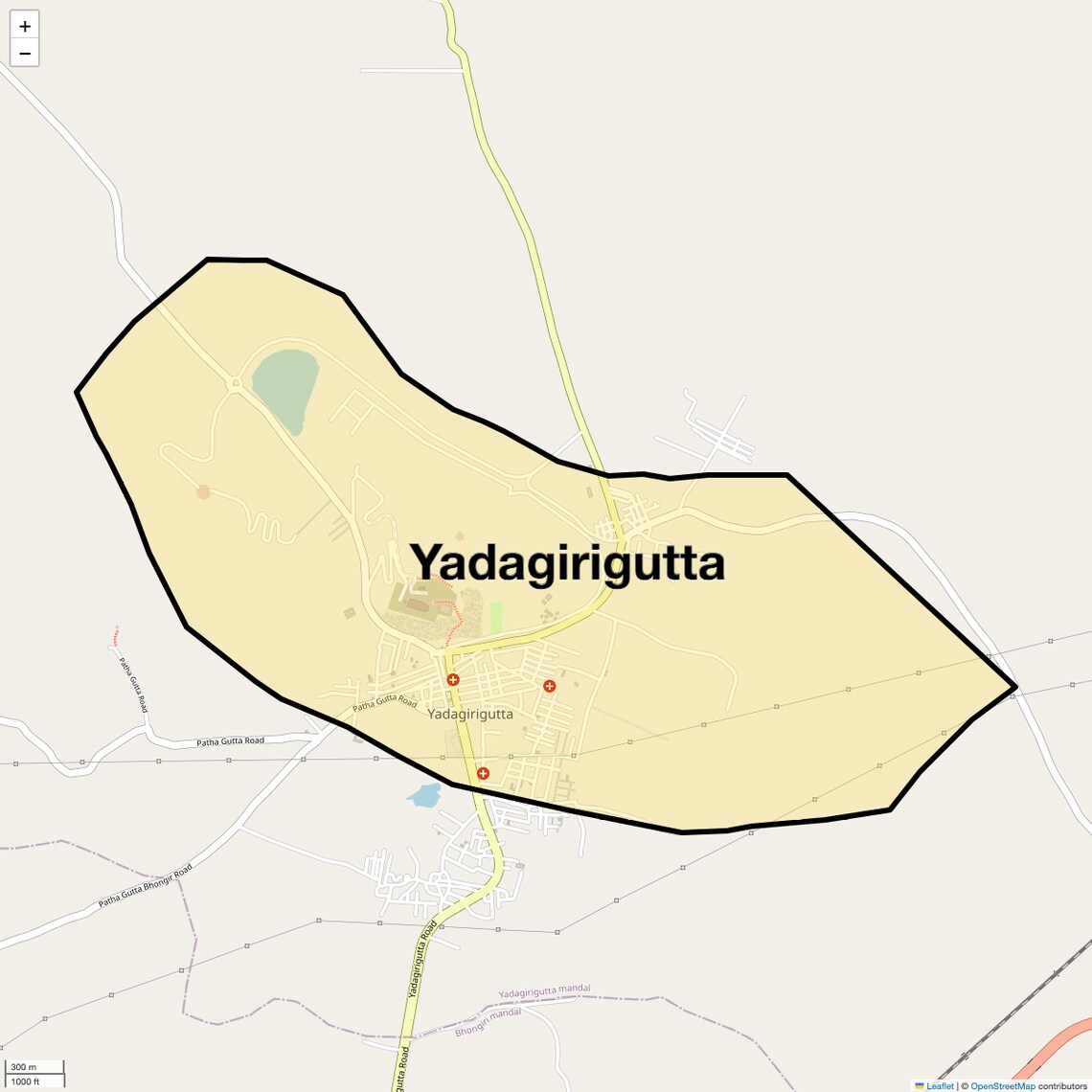 Location Map of Yadagirigutta, Hyderabad
