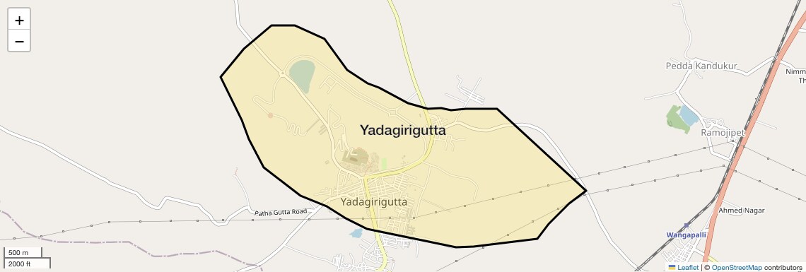 Location Map of Yadagirigutta, Hyderabad