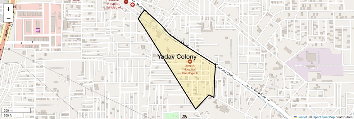 Location Map of Yadav Colony, Faridabad