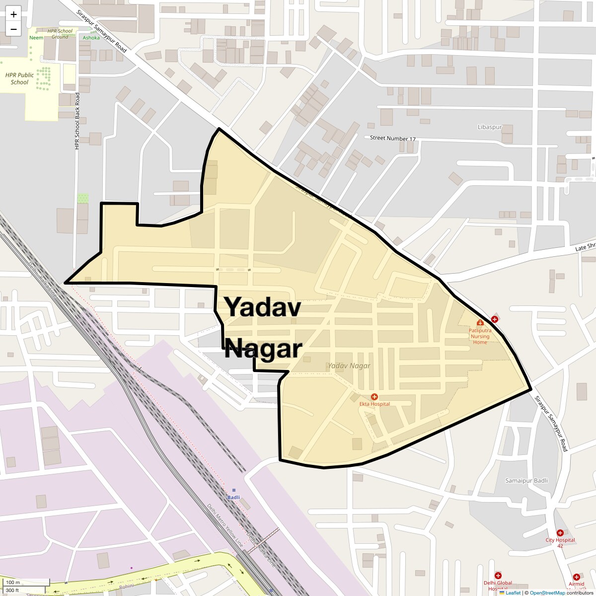 Location Map of Yadav Nagar, Delhi