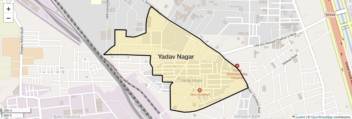 Location Map of Yadav Nagar, Delhi