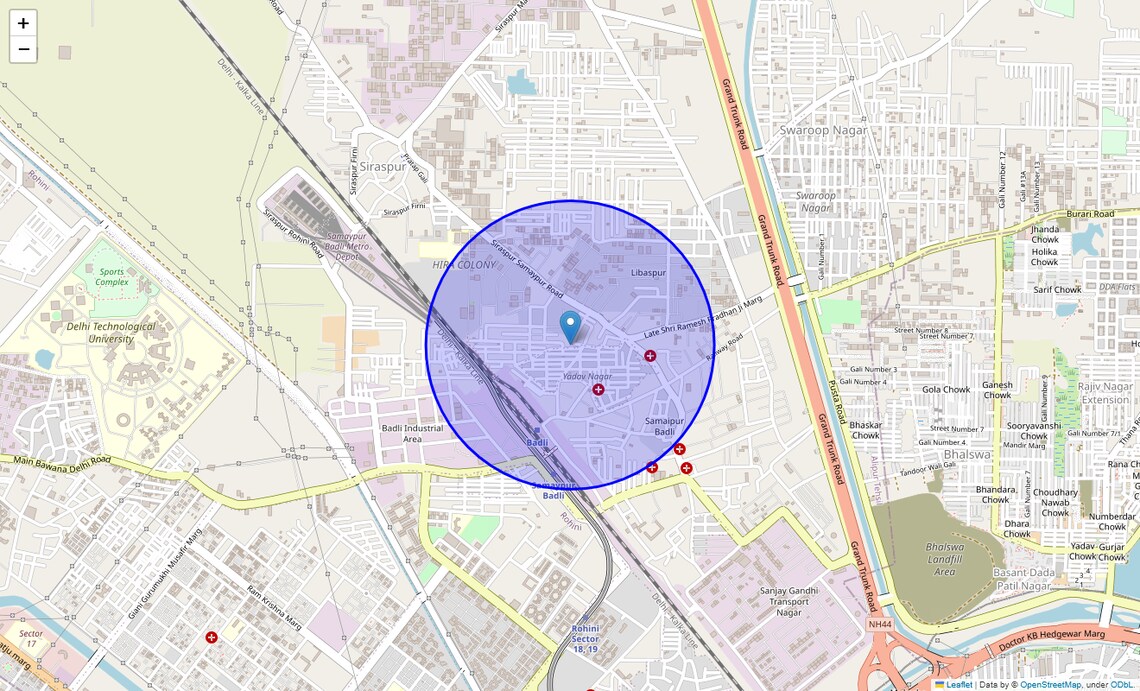 Location Map of Yadav Nagar, Delhi