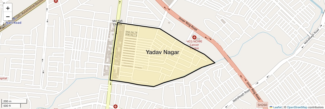 Location Map of Yadav Nagar, Nagpur