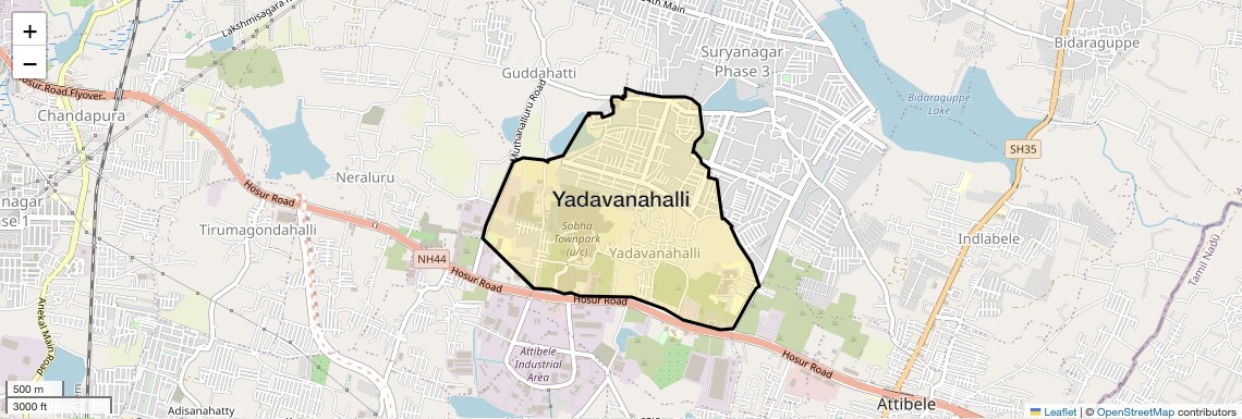 Location Map of Yadavanahalli, Bangalore