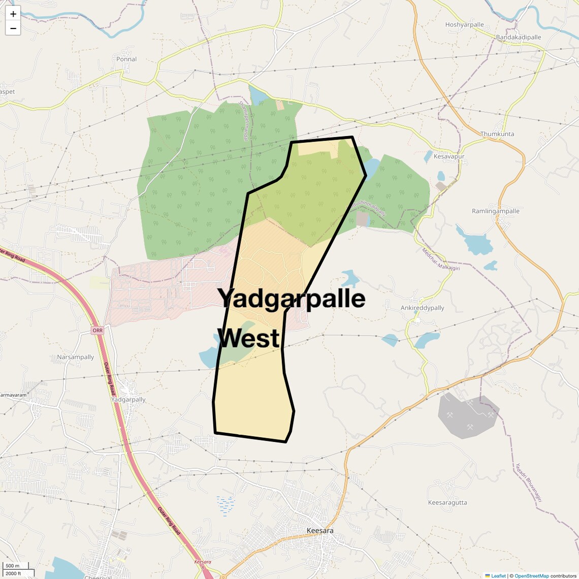 Location Map of Yadgarpalle West, Hyderabad