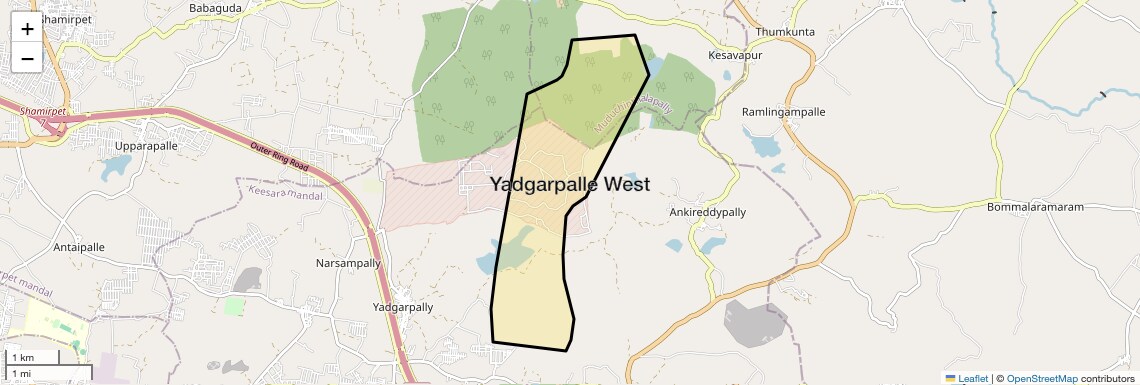 Location Map of Yadgarpalle West, Hyderabad