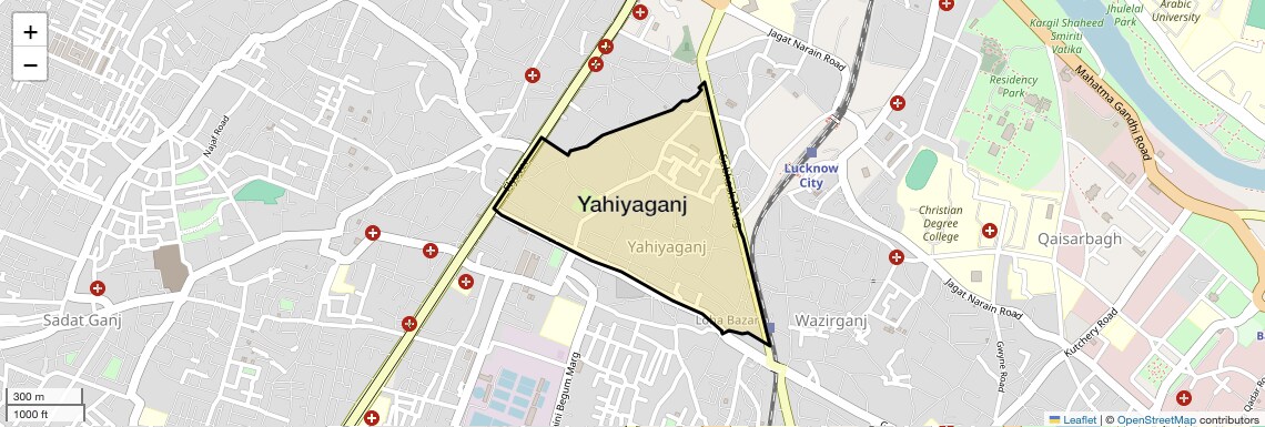 Location Map of Yahiyaganj, Lucknow