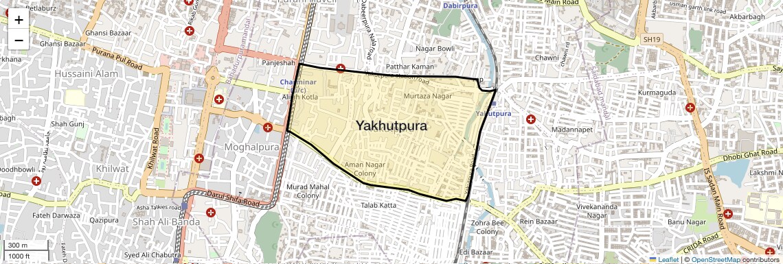 Location Map of Yakhutpura, Hyderabad