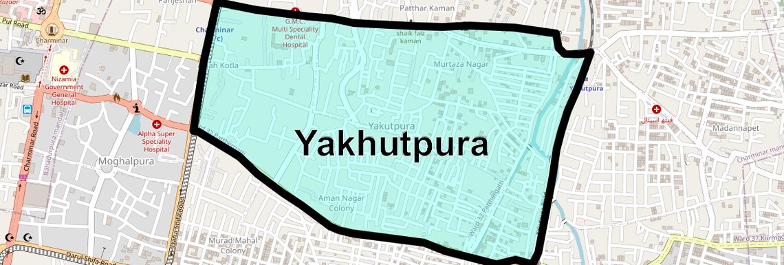 Location Map of Yakhutpura, Hyderabad