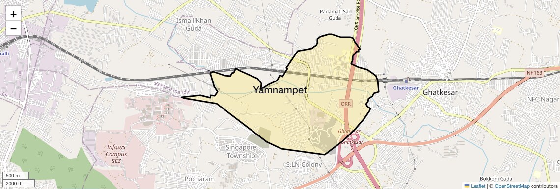 Location Map of Yamnampet, Hyderabad