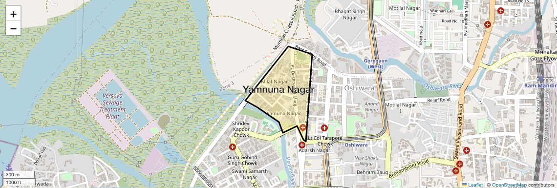 Location Map of Yamnuna Nagar, Mumbai
