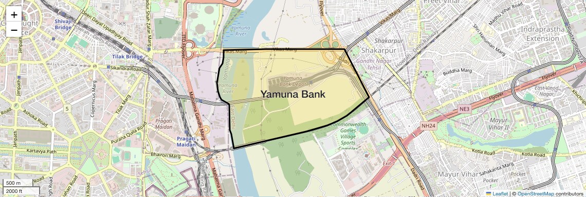 Location Map of Yamuna Bank, Delhi