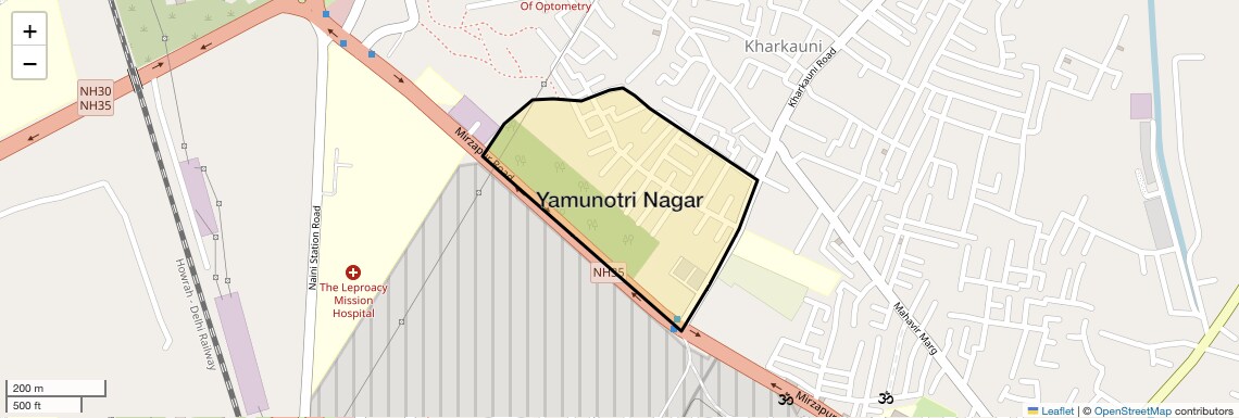 Location Map of Yamunotri Nagar, Allahabad