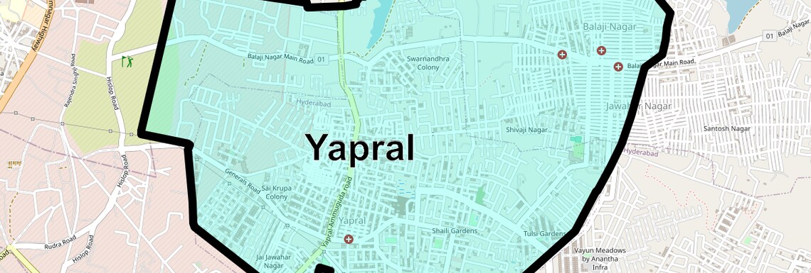 Location Map of Yapral, Hyderabad