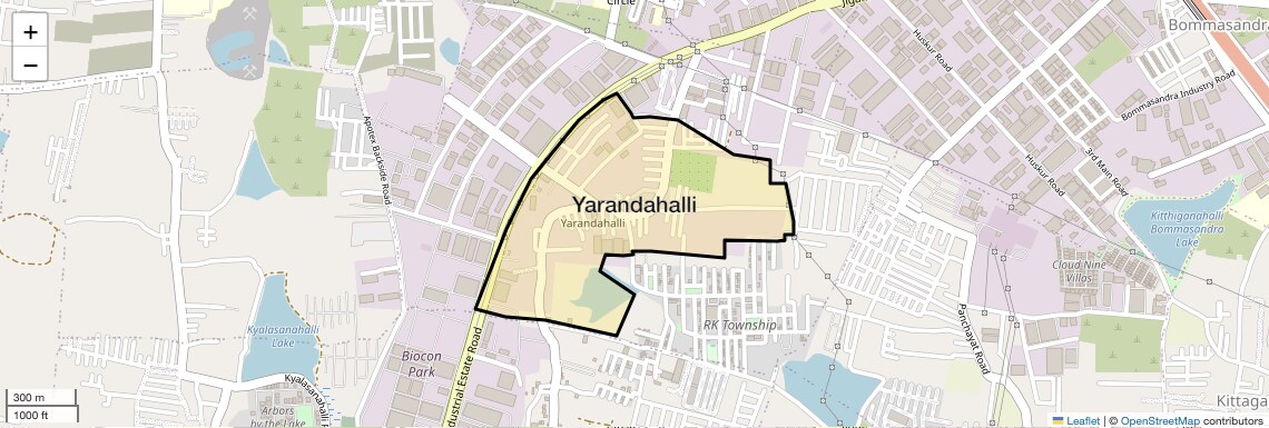 Location Map of Yarandahalli, Bangalore