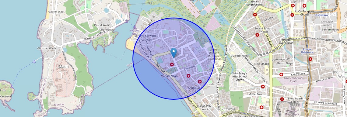 Location Map of Yari Road, Mumbai