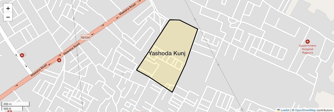 Location Map of Yashoda Kunj, Meerut