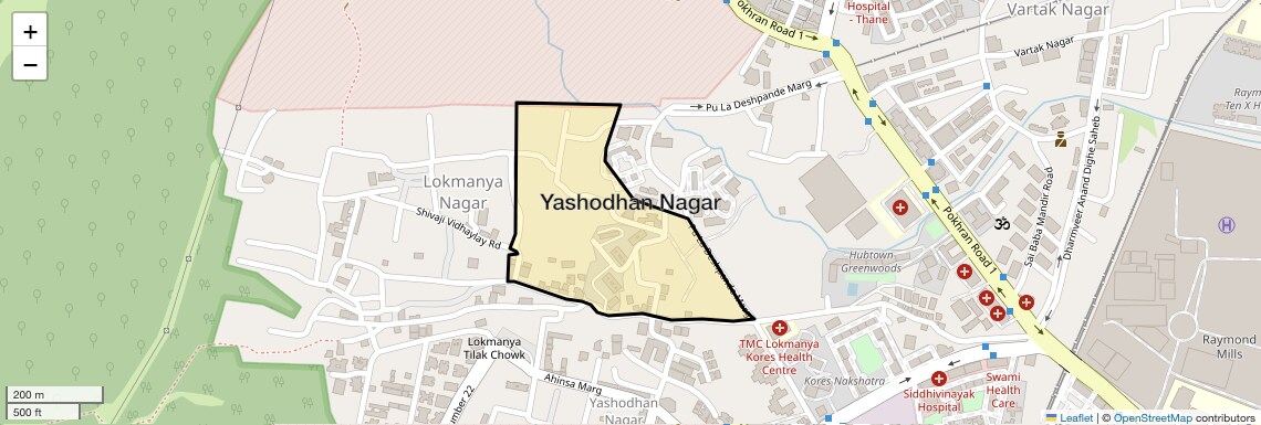 Location Map of Yashodhan Nagar, Thane