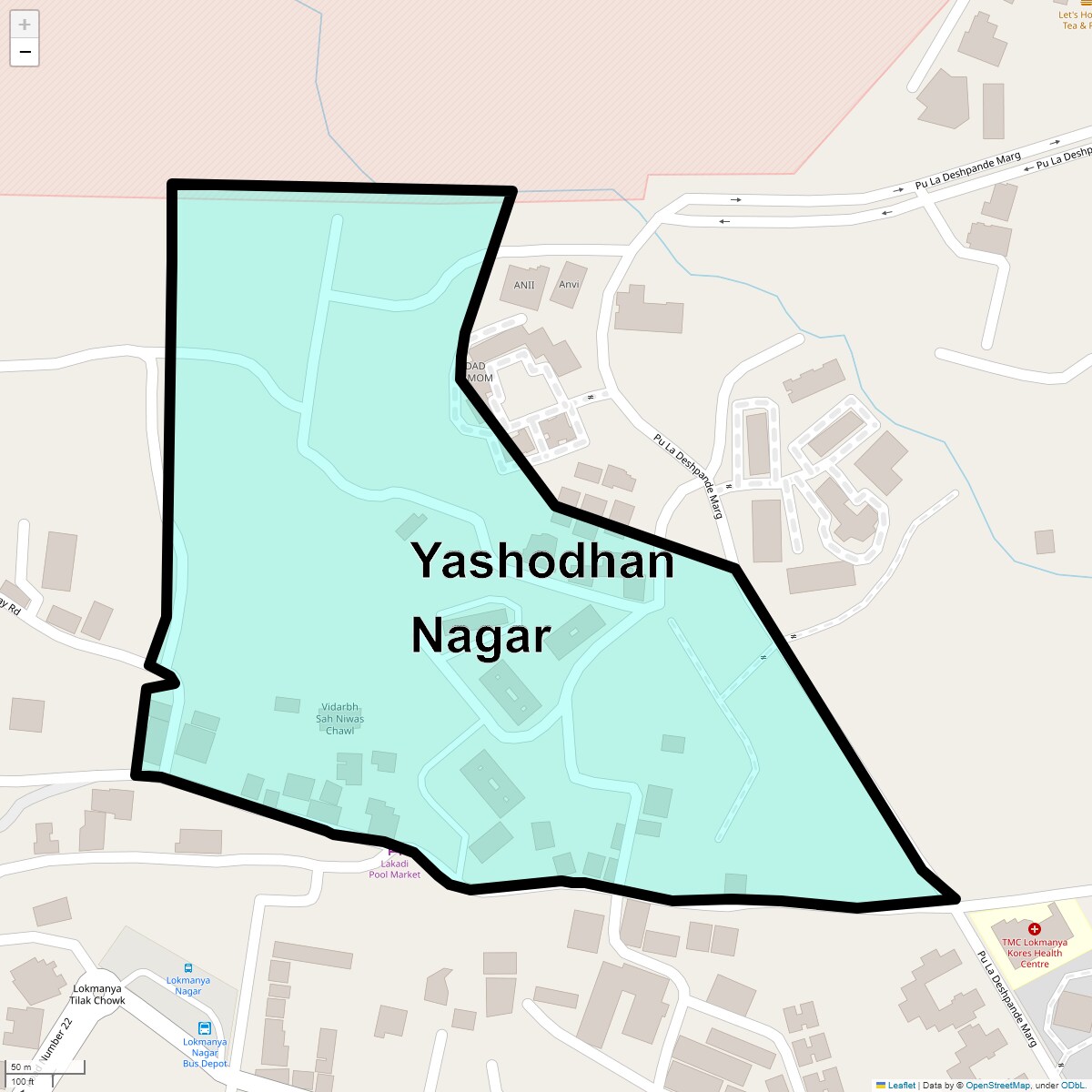 Location Map of Yashodhan Nagar, Thane
