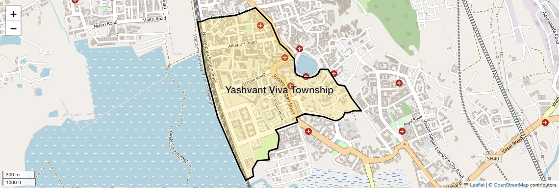 Location Map of Yashvant Viva Township, Palghar
