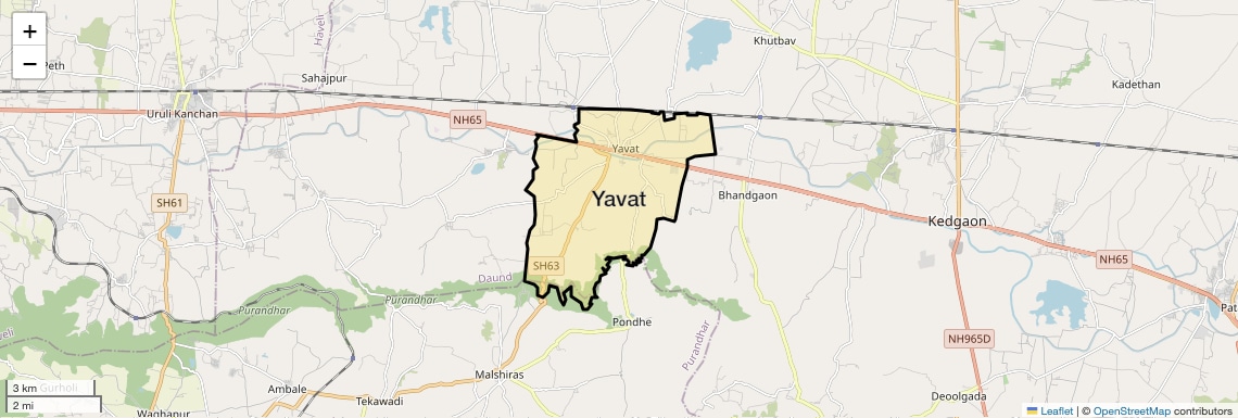 Location Map of Yavat, Pune