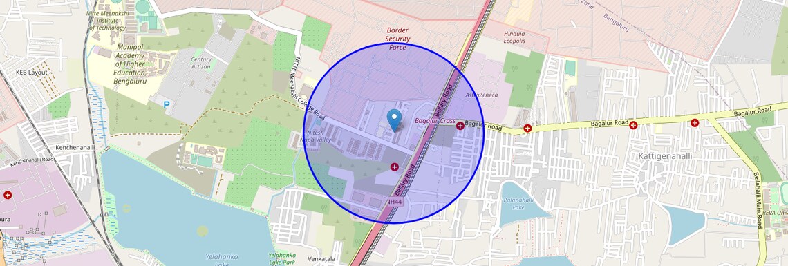 Location Map of Yelahanaka Af Road, Bangalore
