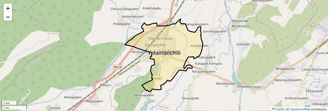 Location Map of Yelamanchili, Vizag