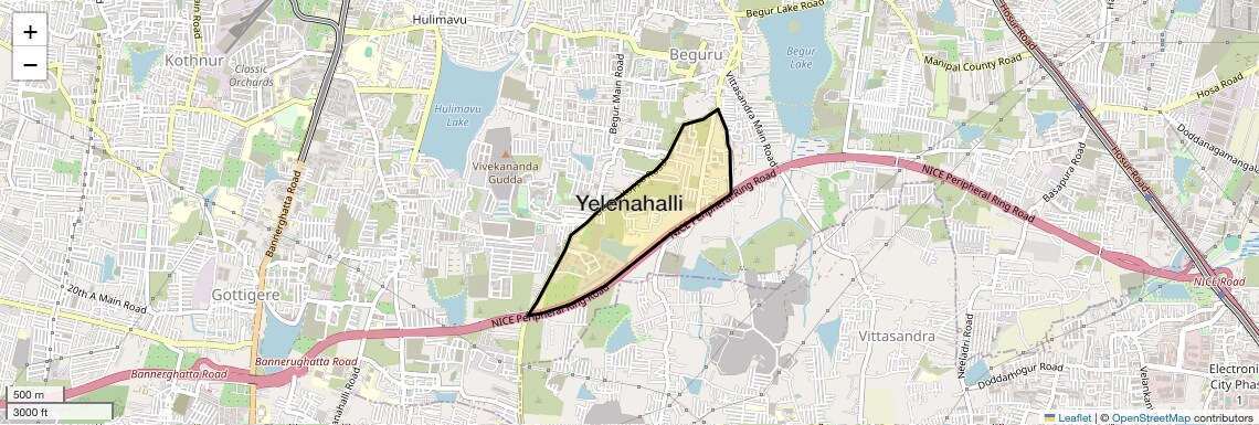 Location Map of Yelenahalli, Bangalore