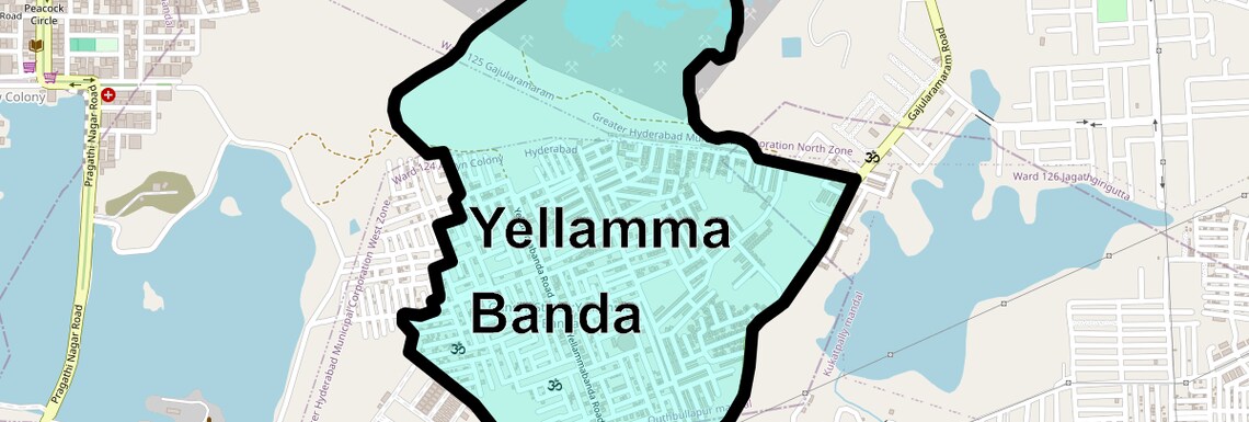 Location Map of Yellamma Banda, Hyderabad