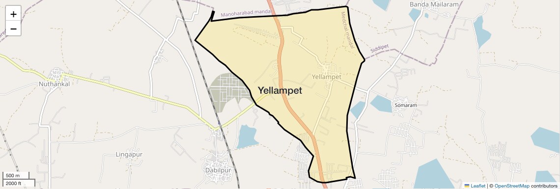 Location Map of Yellampet, Hyderabad