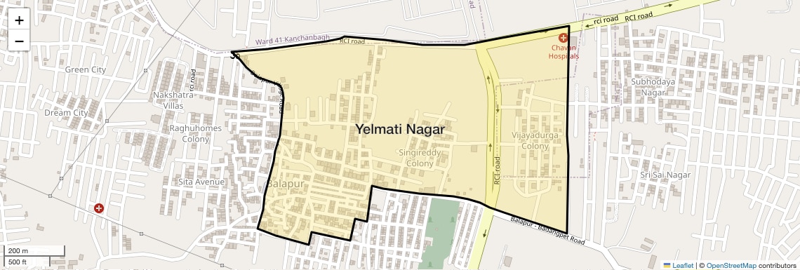 Location Map of Yelmati Nagar, Hyderabad
