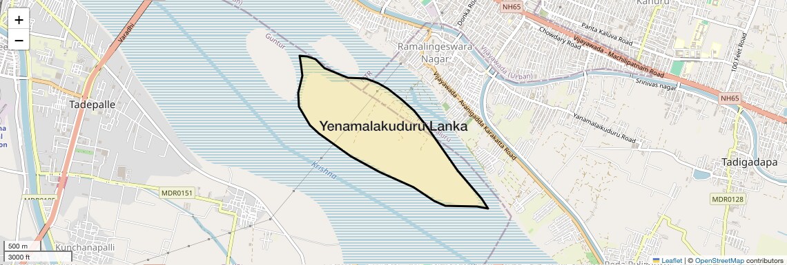 Location Map of Yenamalakuduru Lanka, Vijayawada